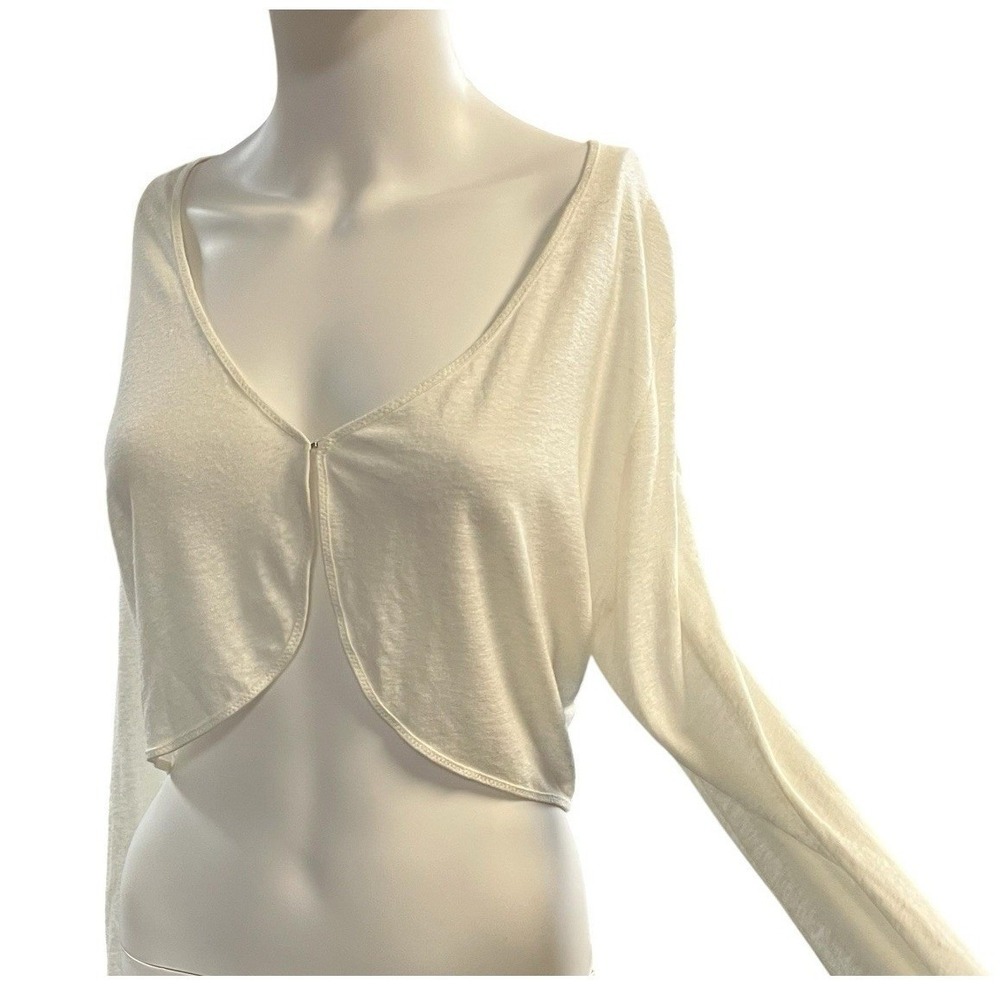 Joie Bolaro Wrap Cardigan Ivory Linen Blend Cropped Size 8 Shrug Beach Coastal